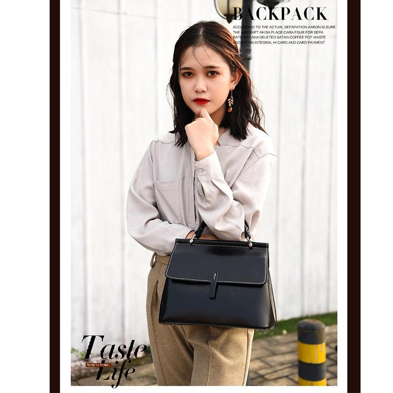Genuine Leather Women Handbag Fashion Cowhide Ladies Crossbody Bag Korean Style Women Commuter Shopping Shoulder Bag