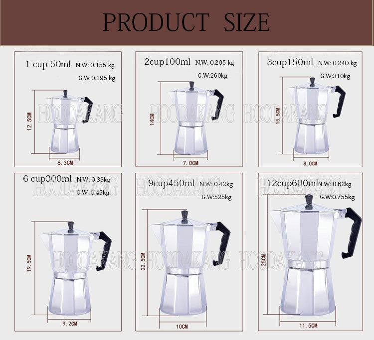 Stovetop Coffee Maker, Italian Espresso, Expresso Percolator, Cafe Coffee Pot, 1, 2, 3, 6, 9, 12, 14Cup