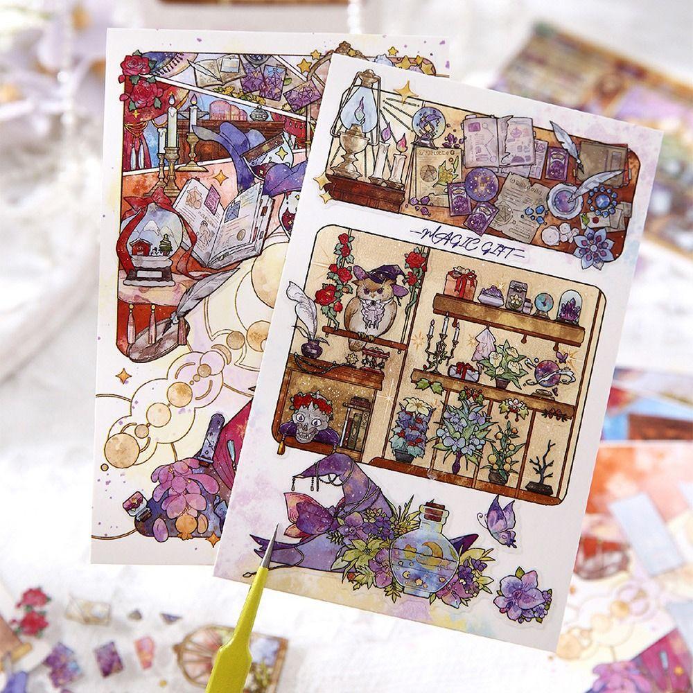 DIY Scene Sticker Postcard Cartoon Scene Sticker Set Postcard Landscape Stickers Journaling