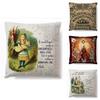 Cartoon Alice In Wonderland Cotton Linen Cushion Cover For Any Room**