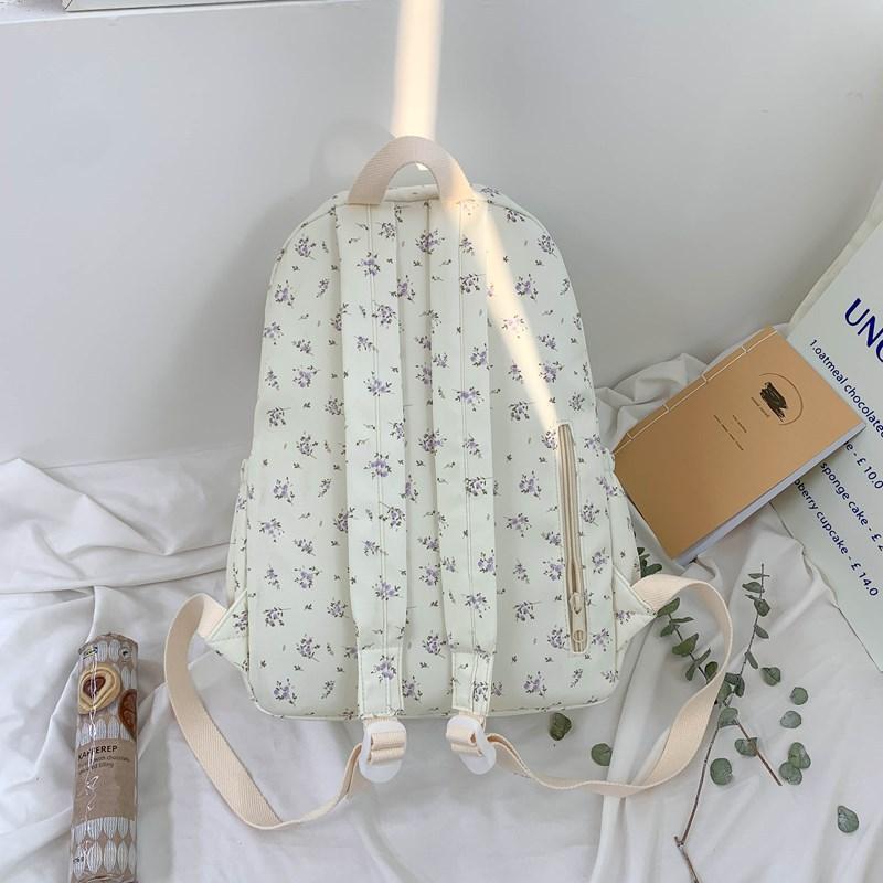 School bag 2025 fresh and cute floral school bag is simple and light for junior high school students, versatile for commuting and large capacity