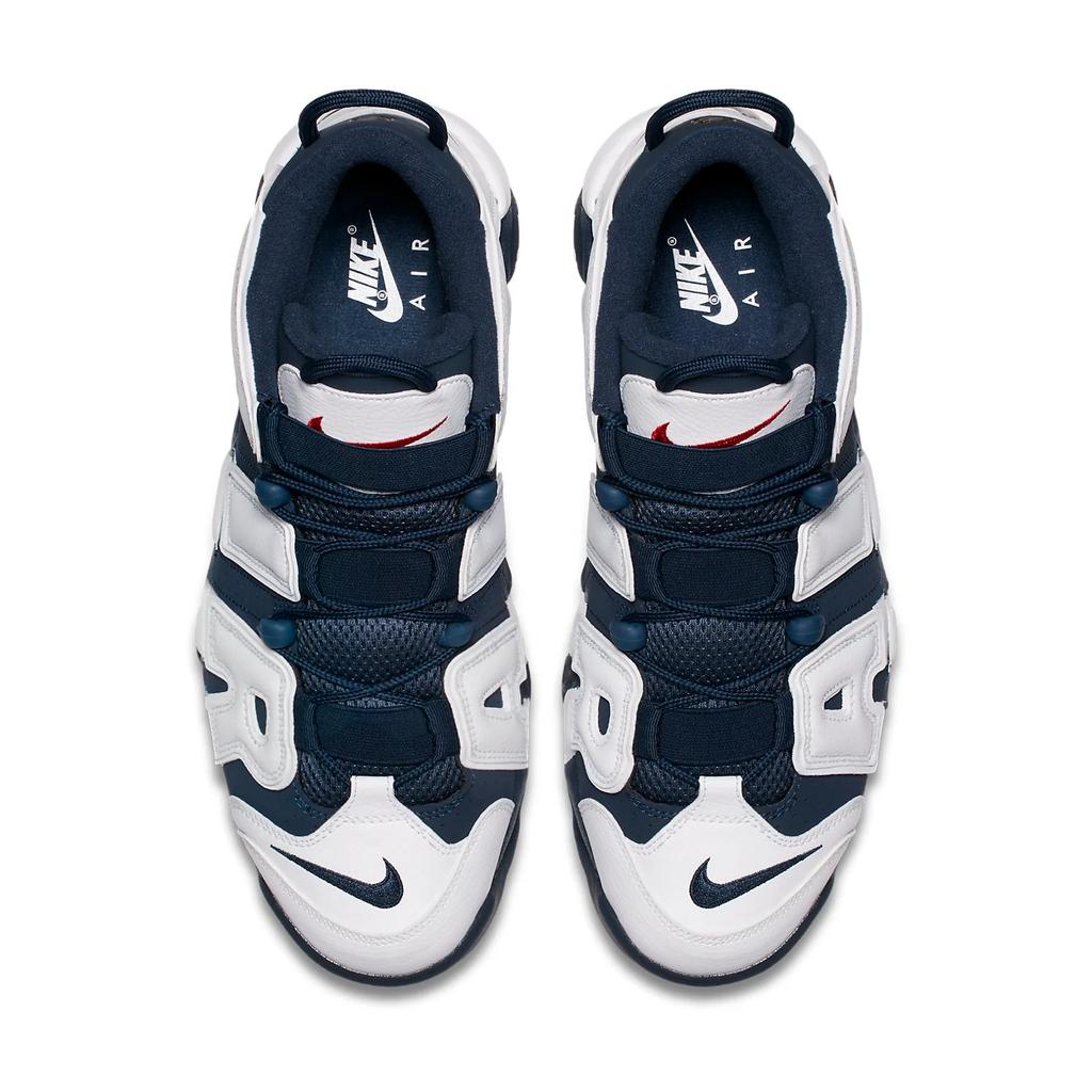 New Nike Air More Uptempo Olympic Abrasion Resistant Mid Top Vintage Basketball Shoes Men's White Blue 414962-104