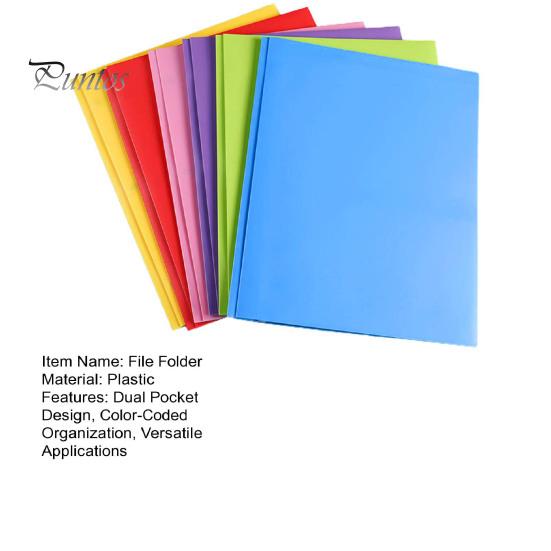 Efficient Organizational Solutions 1/6Pcs File Folder with Prongs Dual Pocket Design Plastic Folders Business Card Holder Letter Size Organizer