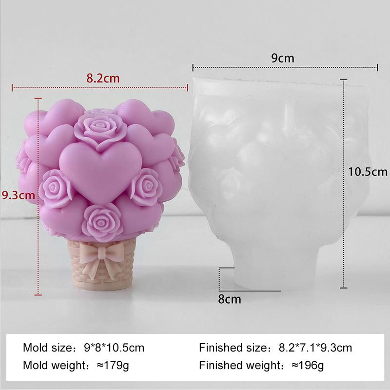 DIY Basket Form Stacking Hearts Silicone Mold Valentine's Day Handmade Gifts Aroma Candle Molds Love Cylinder Candle Mould