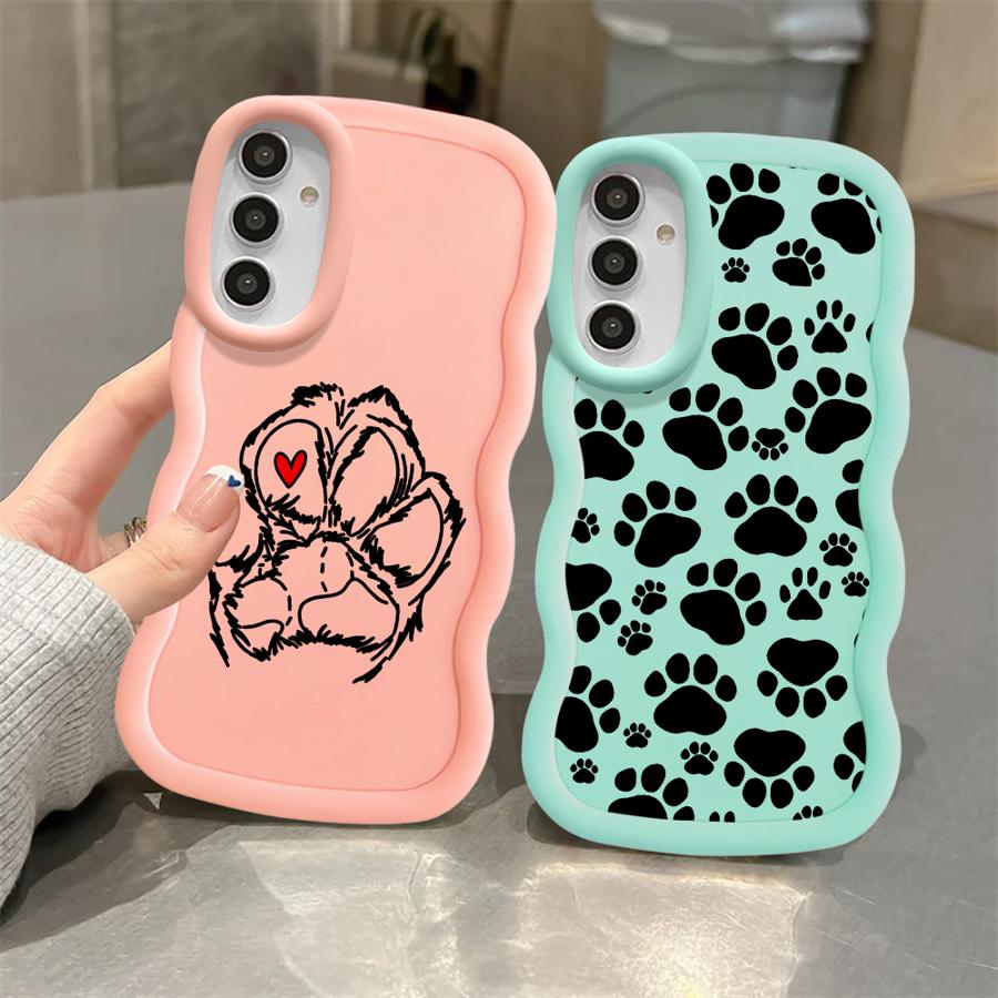 Cute Pet Paw Prints Soft Phone Cover Case for Samsung Galaxy A14 A13 A16 A12 A15 A11 A52 A21s A23 A03 A05 A22 A06 A33 A53 A04