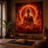 Ognisty Budda Lotosowy Gobelin Płonący Płomień Budda Wiszący na Ścianę Duchowy Wystrój Pokoju Jogi Medytacji Tło