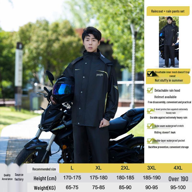 Men's Motorcycle Rain Suit - Heavy-Duty, Split-Type Full Body Outerwear for Riders