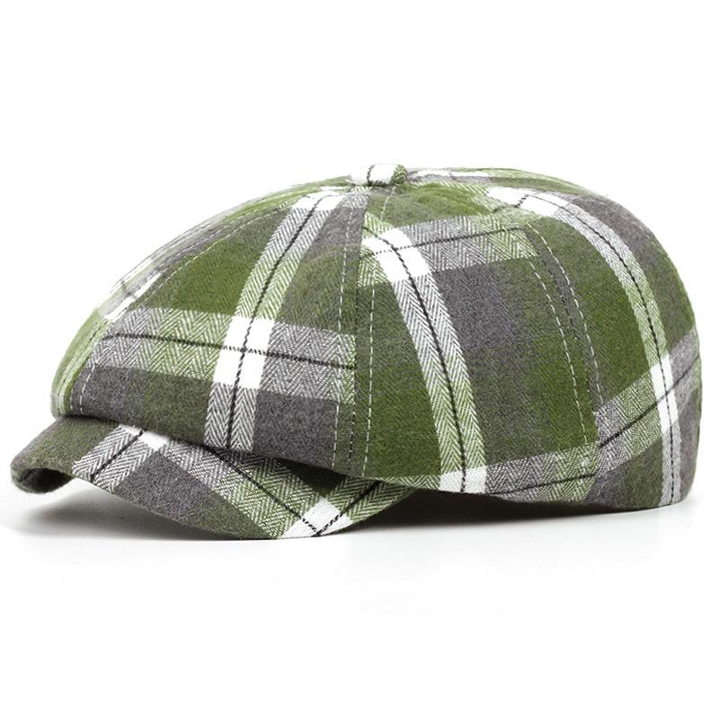 1 Stuks Casual Kleurblokkerend Geruit Baret Voor Mannen Vrouwen, Artistische Voorwaartse Hoed, Dun Ontwerp, Lente En Zomer Britse Retro Nieuwsjongenshoed One Size