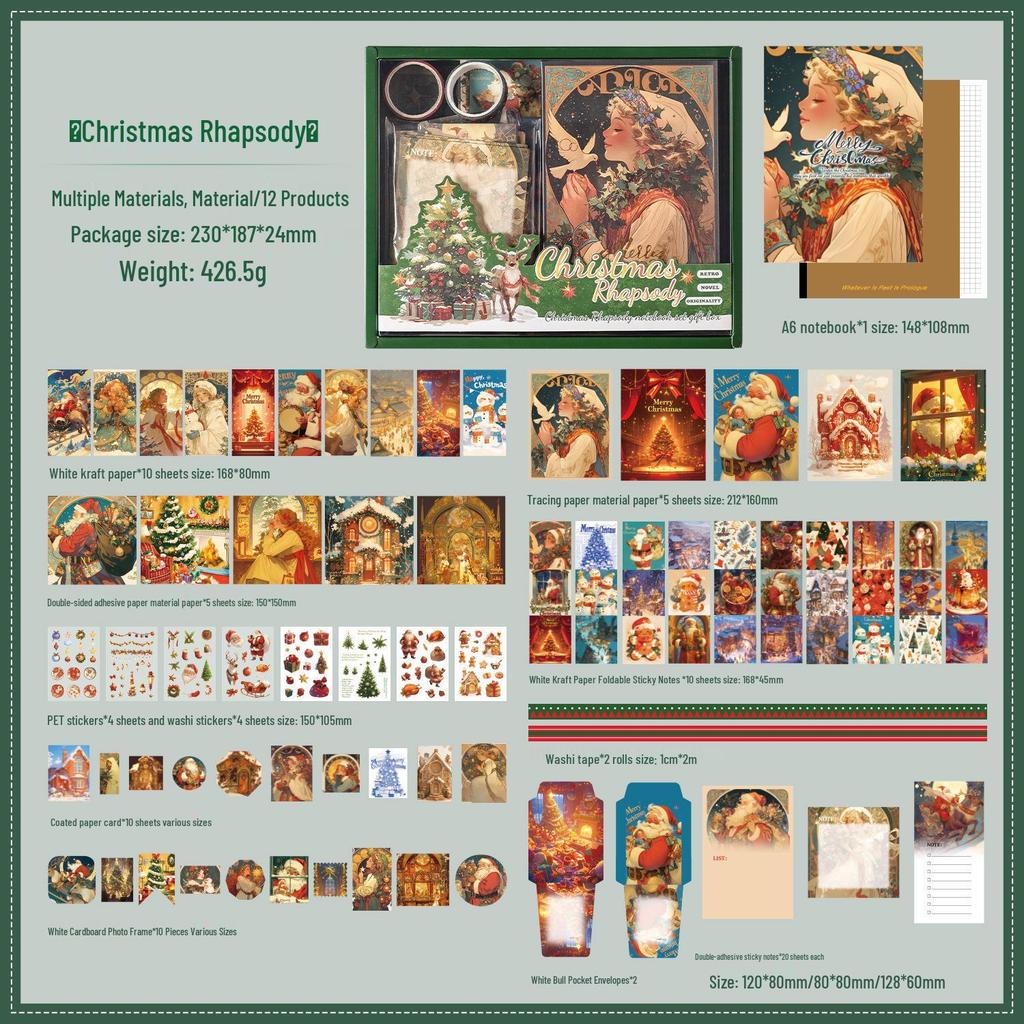 Neon Christmas Gift Box: Holiday Atmosphere Journal Sticker Set