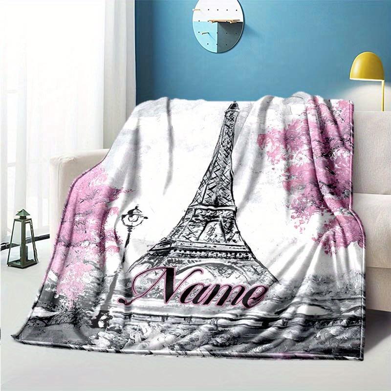 240Gm2 Eiffel Towel Customize Your Name Outdoor Blanket Suitable For All Seasons Comfortable And Warm Soft Blanket Suitable For Travel Gifts For
