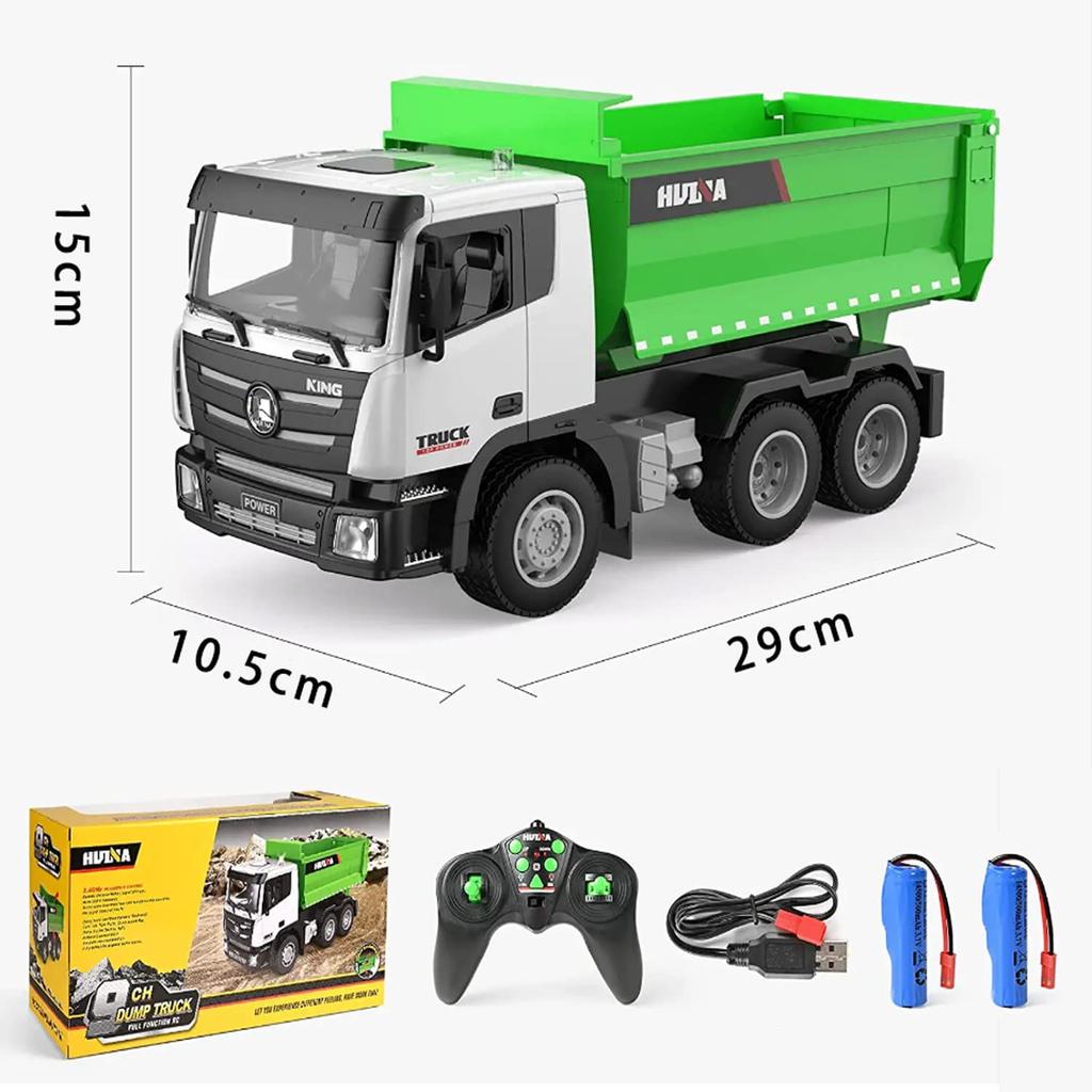 Camion Ribaltabile Auto Radiocomandata Veicolo Ingegneristico per Bambini Veicolo da Costruzione Multifunzionale Auto RC Rotazione Wireless a 360 Gradi Luci LED Lega
