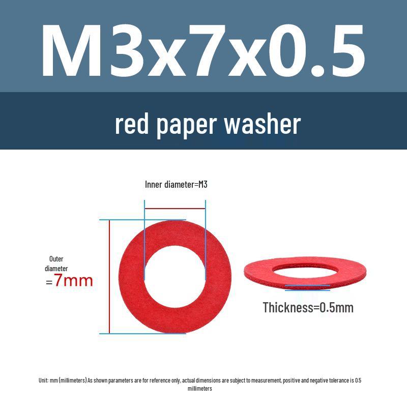 Yigu Red Mica Paper Washer Gasket M2-M20 Flat Washer