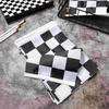 25Pcs Checkered Racing Polyester Flags with Stick Black and White Hand Flag 14x21cm