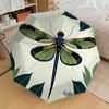 1 szt. Automatyczny Otwierany/Zamykany Parasol z Wzorem Ważek i Liści, Wiatroodporny, Solidny Stelaż z 8 Żebrami, Wytrzymałe Żebra, Modny Design, 1239A