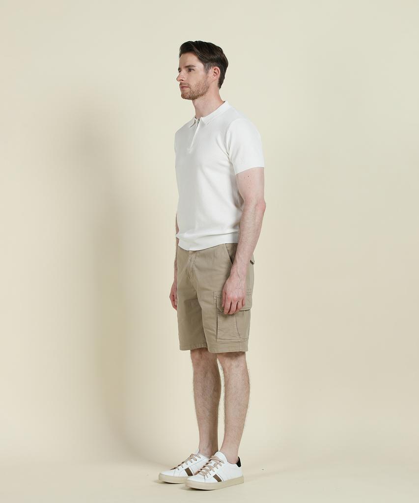 PANICALE Ivory Short-Sleeve Zip-Up Polo Knit