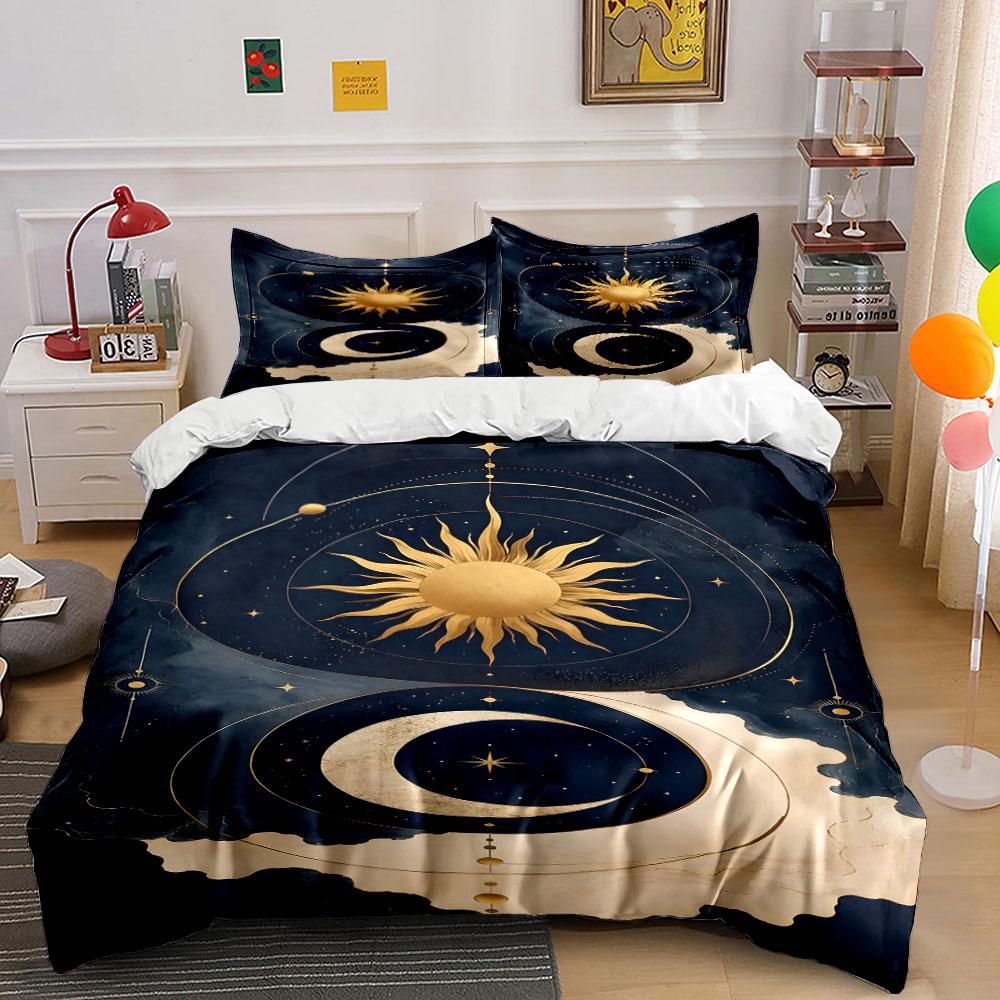 Goldene kosmische Traumlandschaft flüstert. Bettwäsche-Sets Bettbezüge Kissenbezüge(1* Bettbezug 2* Kissenbezüge ohne Bettdecke)