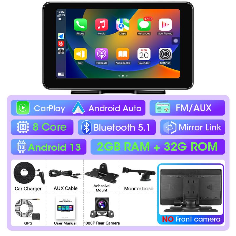 7 Inch 2G+32G Android 13 Wireless Carplay Android Auto Car Multimedia Intelligent Systems Screen 8 Core GPS Navigation Bluetooh