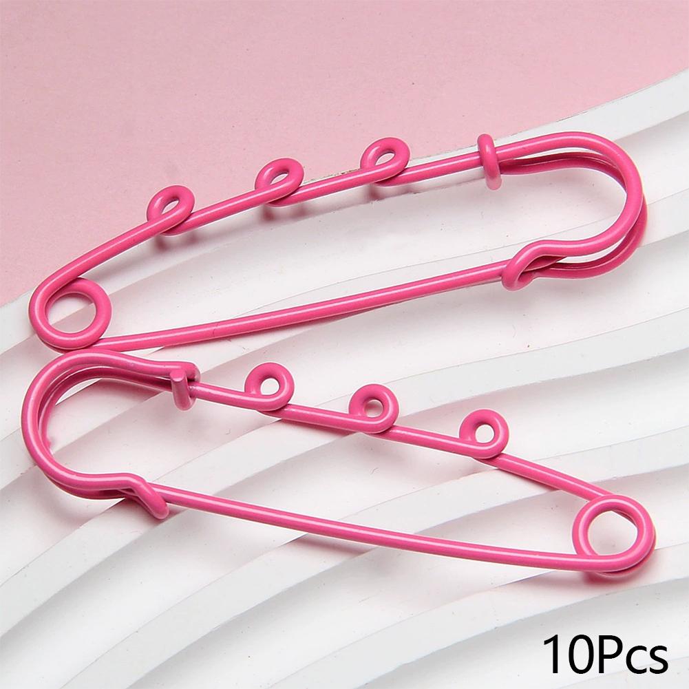 10pcs Metal Safety Pins Brooch Sewing Clothes Pins With 3Loops For Tags DIY Crafts Jewelry Making Findings