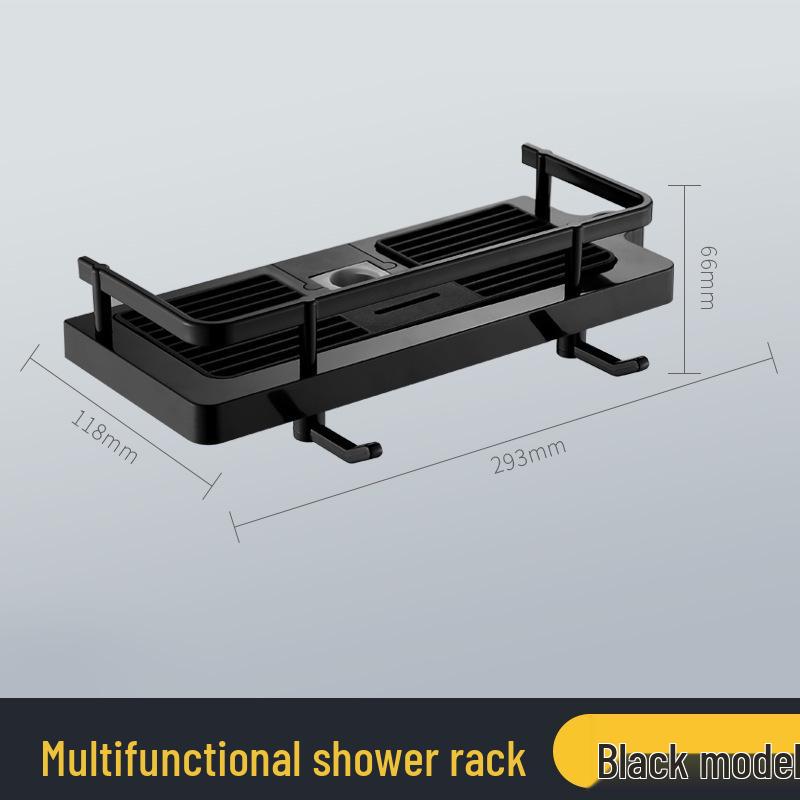 

Adjustable Shower Caddy: Punch-Free Rod with Liftable Tray and Multi-Functional Storage.