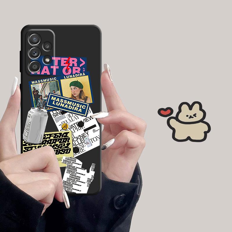 Case for Samsung Galaxy A71 A32 A53 A32 A51 A13 A21s A12 A50 A52 4G 5G A02s Celular Street Punk Design Black Original Fashion