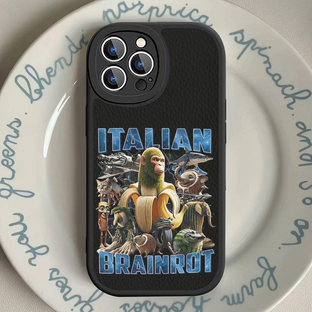

I-ITALIANS B-Brainrot Creative Animal Phone Case For IPhone 16 15 14 13 12 11 Pro Max Plus Leather Shockproof Cover iphone 11
