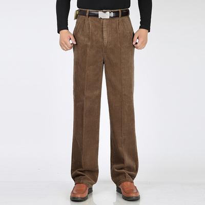 CoolJacket Calças de veludo cotelê Calças casuais de inverno 2020 Calças retas e grossas de veludo cotelê
