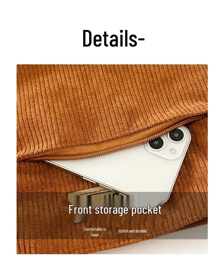 2025 New Trendy Women's Solid Color Corduroy Shoulder/Crossbody Bag - Small Square Design