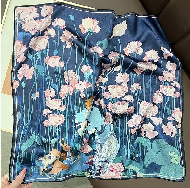 New 100% Natural Real Silk Scarf Fashion Lady Foulard Female Bandana Scarves  Women Hijab Shawl Wraps Square Neckerchief
