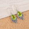 Natural Peridot Gemstone 925 Sterling Silver Jewelry Handmade Drop Earrings 1.9" EE-85-4