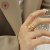 18K Gold Plated Titanium Steel Double Layer Index Finger Chain Ring for Women - European & American Style