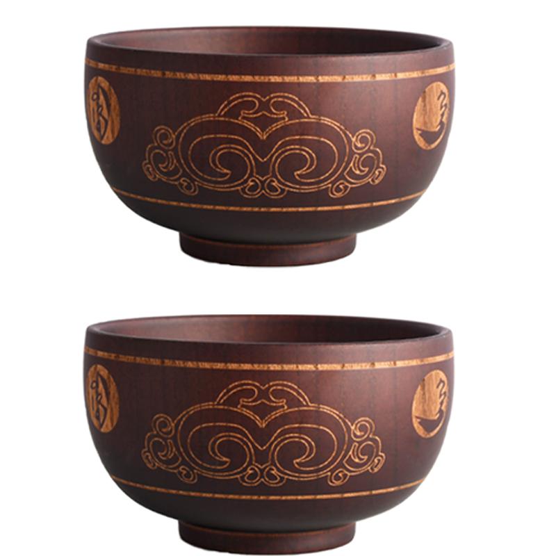 New Creative Bowl Spoon Tableware Set For Kitchen Item Utensils Wooden Auspicious Eight Treasure Pattern Dining Salad Home Dinne