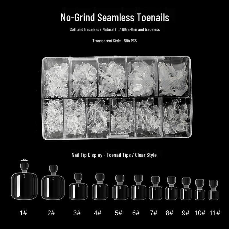 

Frosted Transparent Full Cover Toe Nail Tips - 504 Pieces