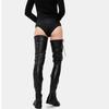 Winter new sexy European and American style lace-up side zipper low heel long tube over the knee leather boots large size women's boots