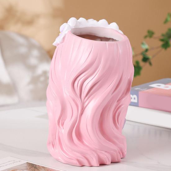 Small Fairy Head Planter Resin Girl Face Flower Pot Cute Cactus Pot for Balcony Yard Garden Desk Decor Gift for Women