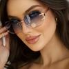 Vintage Rimless Sunglasses Women Men Brand Designer Polygon Sun Glasses Female Trendy Rectangle Cutting Len Shades Eyewear UV400