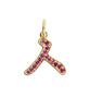 Mezmic Korean Consonant Pendant - 18K Yellow Gold Plated Pink Cz