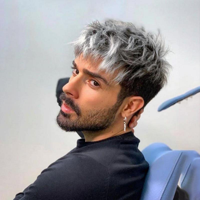 

Европейский и американский серебристо-серый градиент мужской парик