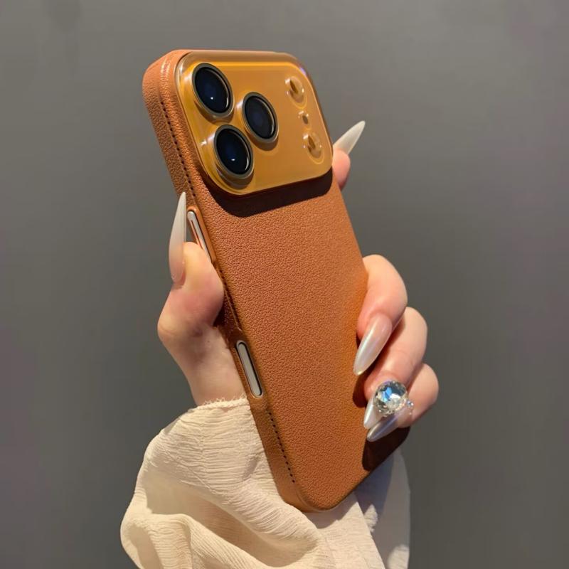 Fashion Lychee Leather Texture Silicone Case for iPhone 17 Air 16 15 14 Plus 13 12 Pro Max Glass Camera Lens Protect Matte Cover