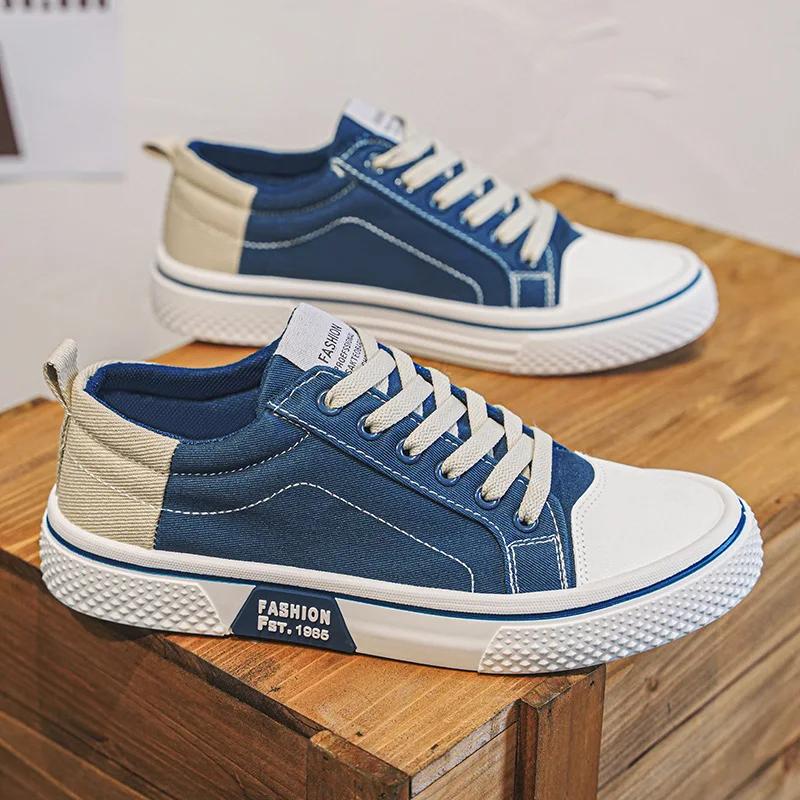 Men's Canvas Shoes Outdoor Fashion Skateboard Shoes for Men Comfor Non-Slip Casual Sneakers Breathable Men Walking Shoes