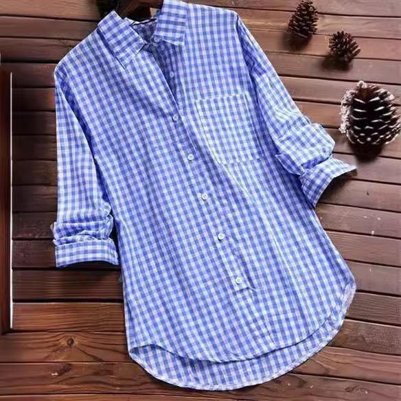 Retro Plaid Lapel Long Sleeve Shirt In Stock (2026)