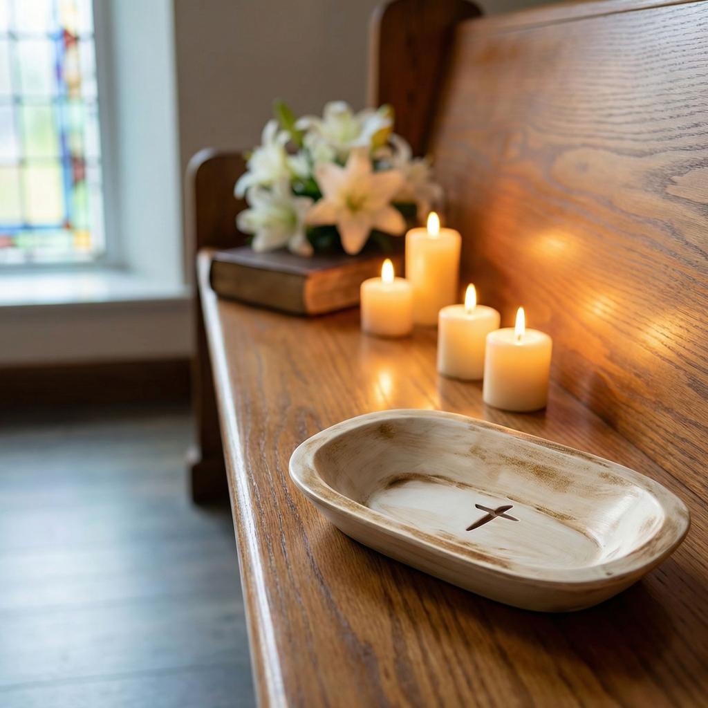 Resin Pray-er Small Dough Bowl, Cross Pray-er Bowl, Religious Dough Bowl Religious Gifts For Women, Farm-house Decor Rustic Home Decor