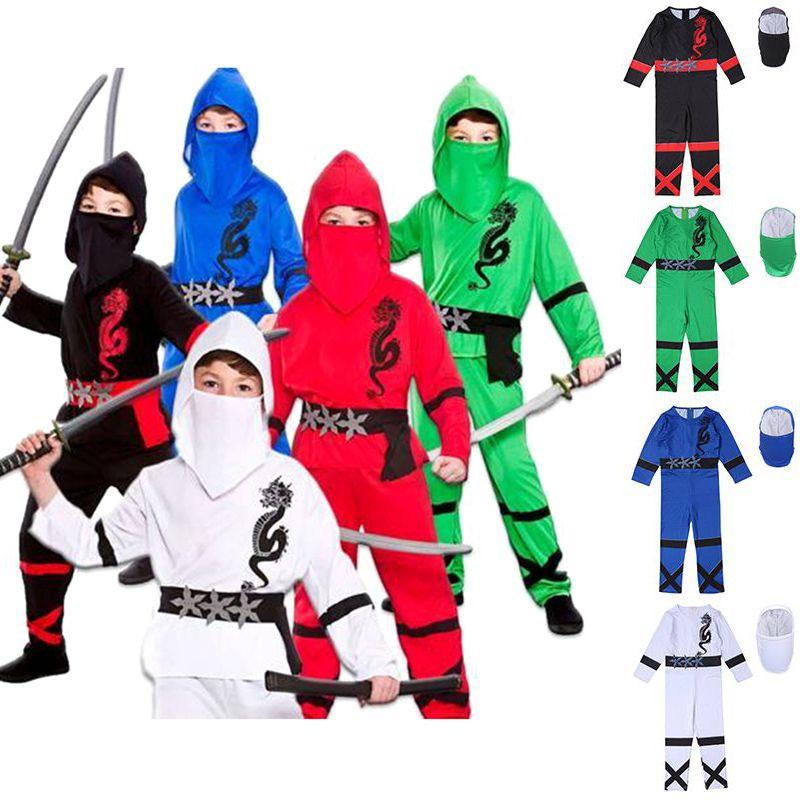 Ninja Power Boys Costume Martial Arts Japanese Samurai Warrior Dress Fancy