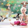 Floral Cow Window Clings Cute Cow Window Stickers Double-Side Glass Decals for Party Home School Office Decor, 11.5 X 8.3 Inch, 6 Sheet