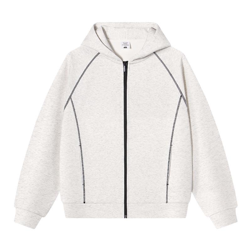 Autumn and winter heavy jelly cotton Hasselblad line hooded zipper jacket design sense air layer sweater women
