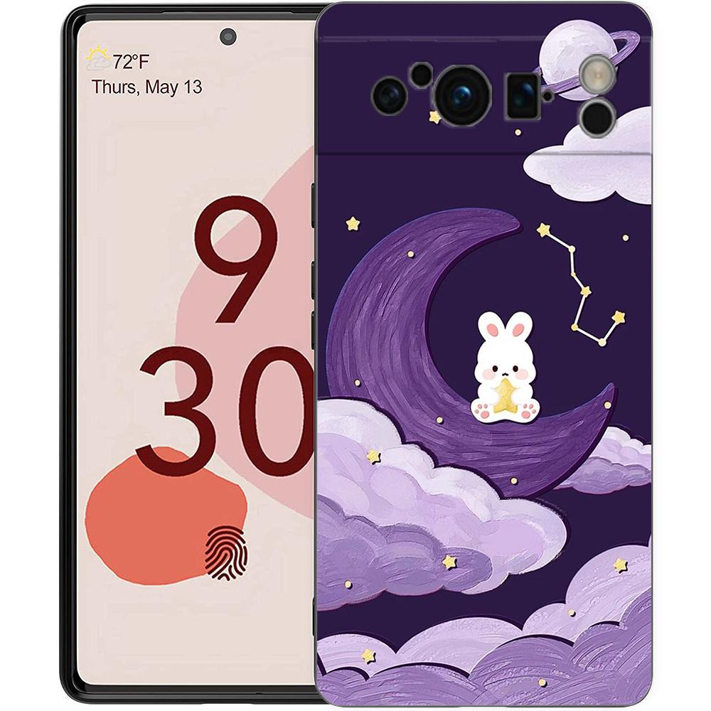 

Cute Colorful Rabbit Phone Case For Google Pixel 9 8 7 6 Pro XL 8A 6A 7A 5G Soft Shockproof TPU Black Cover Fundas Google Pixel 9