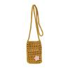 Sweet Flower Weaving Crossbody Bag Hollow Square Crochet Phone Bag Solid Handmade Knitted Messenger Bag Outdoor