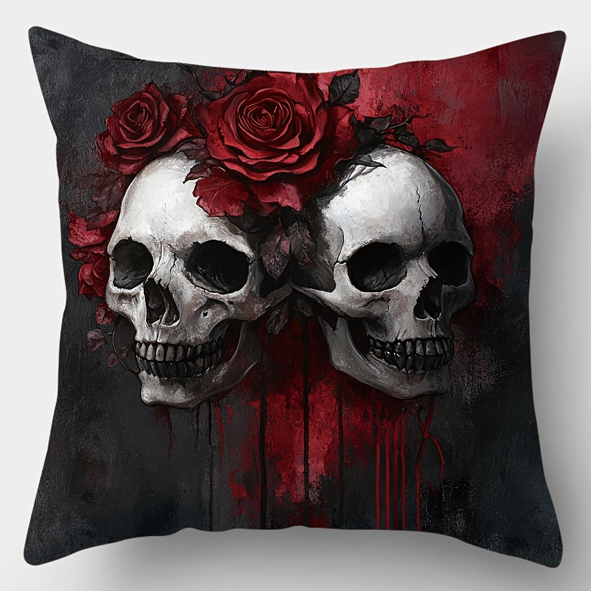 

Halloween Linen Cushion Cover Horror Theme Pillowcase Cartoon Rose Skull Pillow Cover Halloween Party Decoration 2025 45x45cm