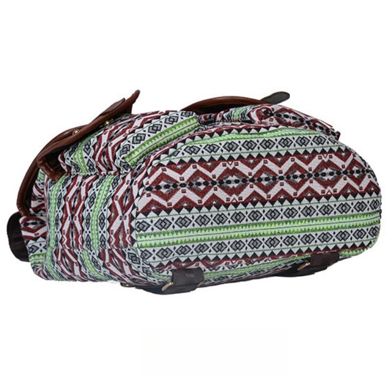 Ethnic Style Retro Women's Backpack Personalized Fashion Pattern Plaid Double Shoulder Bags Casual Large Capacity Drawstring Female Travel Rucksacks