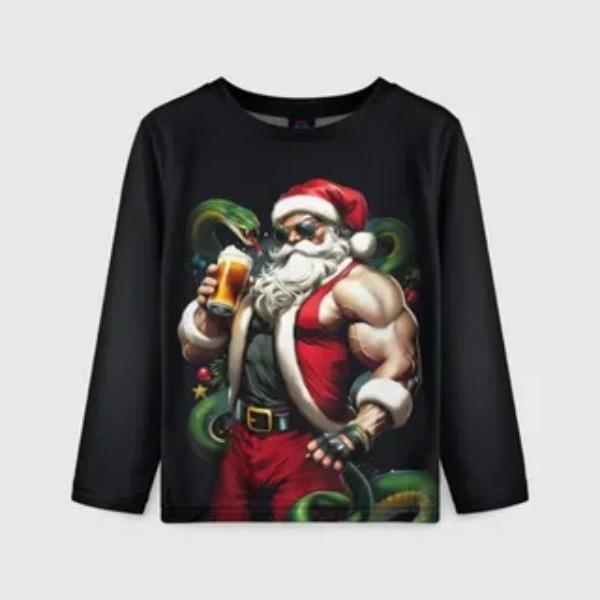 Men's Long Sleeved T-shirt Creative Santa Claus 3D Digital Printing Comfortable Plus Size Personalized Fashion Autumn Winter Long Sleeved T-shirt