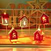 Christmas Wooden House LED String Light Xmas Tree Hanging Ornament 2025 Christmas Decoration For Home Kids New Year Gift Navidad